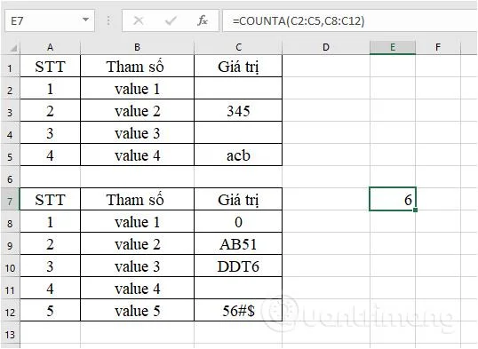 Fonction COUNTA dans Excel, fonction pour compter les cellules contenant des données avec une utilisation spécifique et des exemples