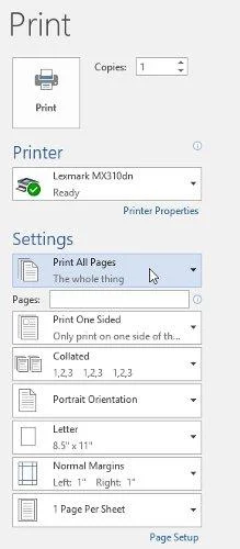Vollständiger Leitfaden zu Word 2016 (Teil 11): Text drucken