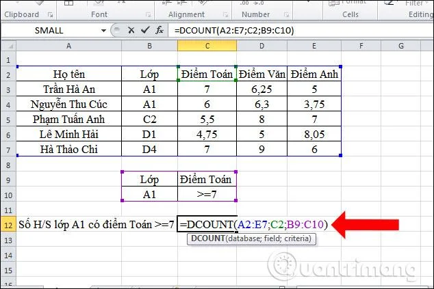 Excel'de DCOUNT işlevi nasıl kullanılır?
