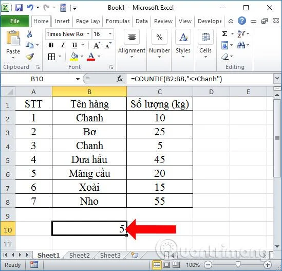 COUNTIF işlevi ve Excel'de koşullu sayma