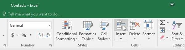 Excel 2016 - Nouvelle ligne insérée