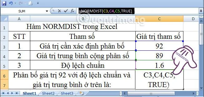 Calcul avec NORMDIST dans Excel