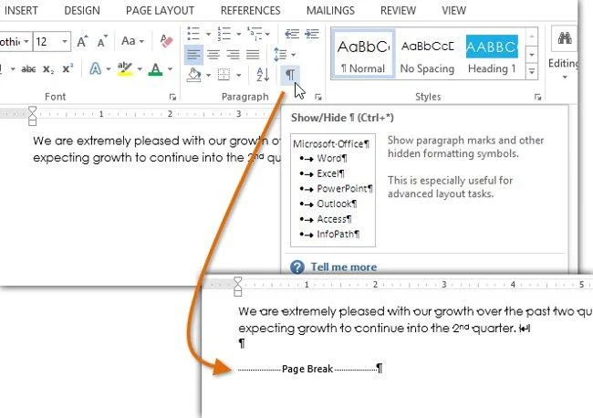 Vollständiger Leitfaden zu Word 2013 (Teil 12): So brechen Sie Seiten und Absätze um
