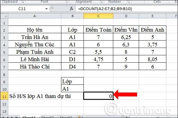 Excel'de DCOUNT işlevi nasıl kullanılır?