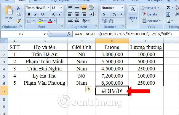ฟังก์ชัน AVERAGEIFS ใน Excel: ข้อผิดพลาดในการคำนวณ