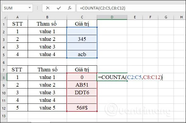 Fonction COUNTA dans Excel, fonction pour compter les cellules contenant des données avec une utilisation spécifique et des exemples