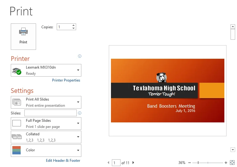 PowerPoint 2019 (Bölüm 10): Sunuları yazdırma