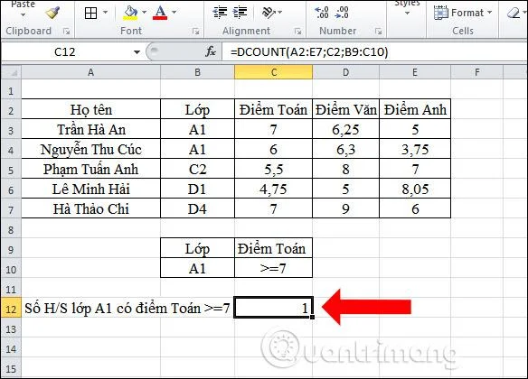 Excel'de DCOUNT işlevi nasıl kullanılır?
