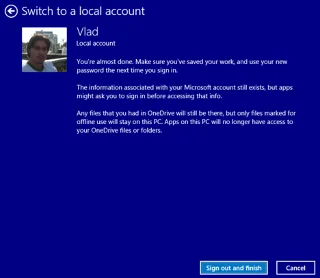 Arahan untuk menukar akaun Microsoft kepada akaun Setempat pada Windows 10/8.1