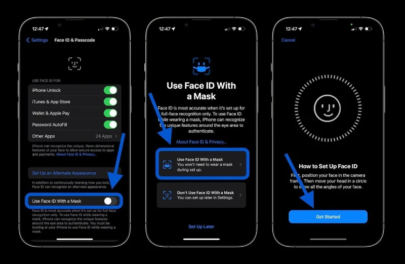 Bagaimana untuk membuka kunci ID Wajah apabila memakai topeng pada iOS 15.4