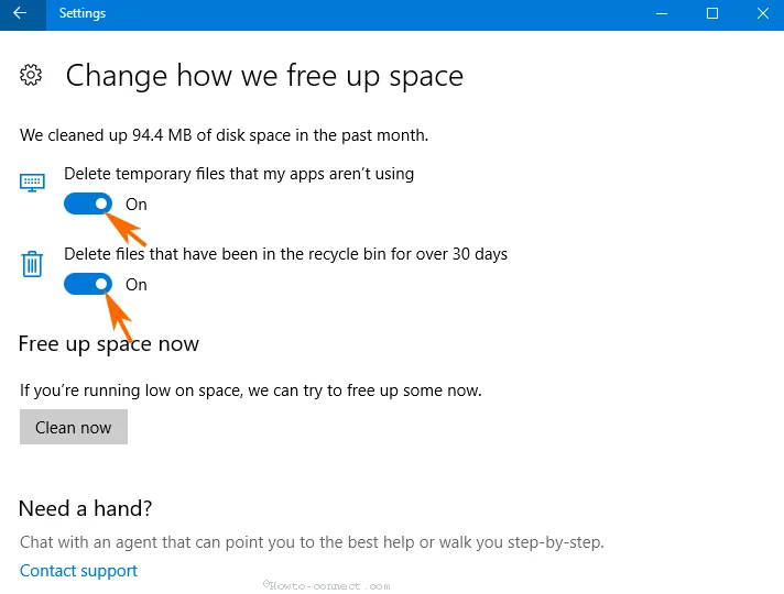 Kosongkan ruang kosong pada Windows 10 secara automatik selepas 30 hari