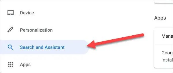 Sélection de l'option recherche et assistant