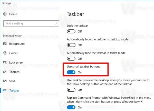 Comment activer/désactiver l'option Utiliser les petits boutons de la barre des tâches dans Windows 10 Comment activer/désactiver l'option Utiliser les petits boutons de la barre des tâches dans Windows 10