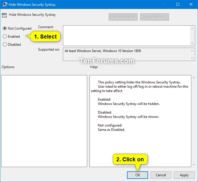 Bagaimana untuk menyembunyikan atau menunjukkan ikon Keselamatan Windows pada Bar Tugas Windows 10