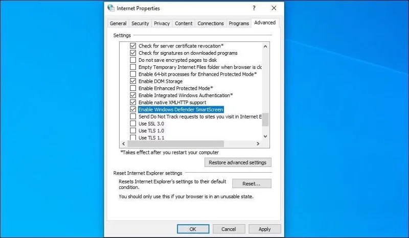 Instructions pour activer ou désactiver le filtre SmartScreen sous Windows