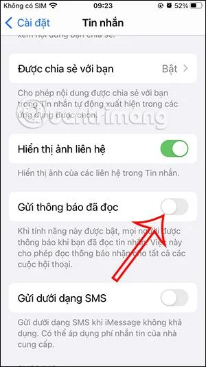 Arahan untuk mematikan pemberitahuan baca iMessage