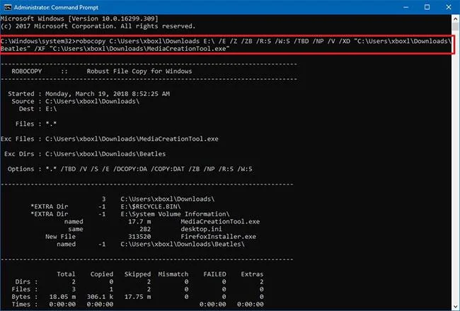 Windows 10'da Robocopy ile dosya ve klasörler nasıl hariç tutulur?
