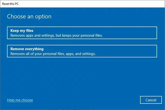 Cara menggunakan pilihan tetapan semula kilang Windows 10 dari awan