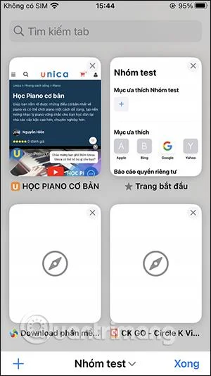 Arahan untuk berkongsi kumpulan tab Safari pada iPhone