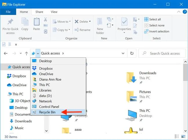 9 cara untuk membuka Recycle Bin pada Windows