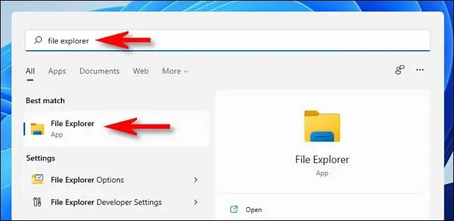 Screenshot of mở File Explorer