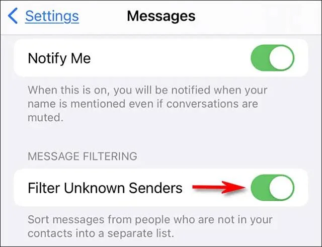 Bagaimana untuk menyembunyikan mesej spam daripada orang yang tidak dikenali pada iPhone