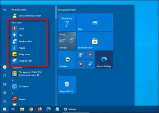 Windows 10 Başlat menüsünde en çok kullanılan uygulamaların listesi nasıl gizlenir