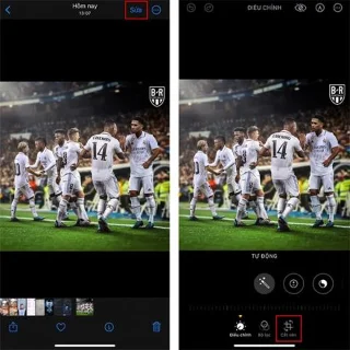 Arahan untuk mengedit foto automatik pada iPhone