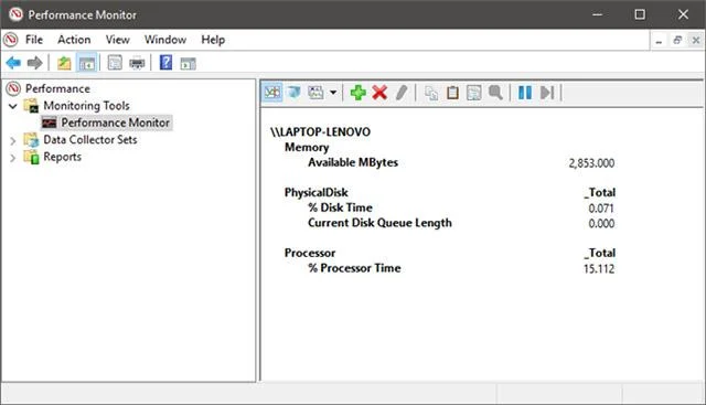 Bagaimana untuk bekerja dengan Performance Monitor dalam Windows