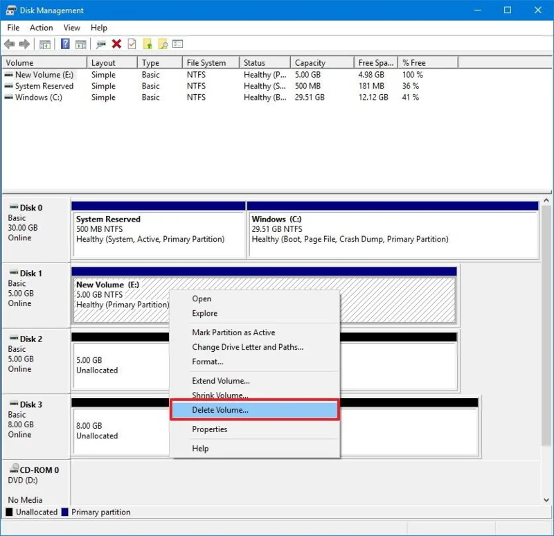 Bagaimana untuk menggabungkan berbilang cakera keras menjadi satu Jilid pada Windows 10