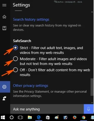Bagaimana untuk menyediakan carian selamat pada Cortana Windows 10