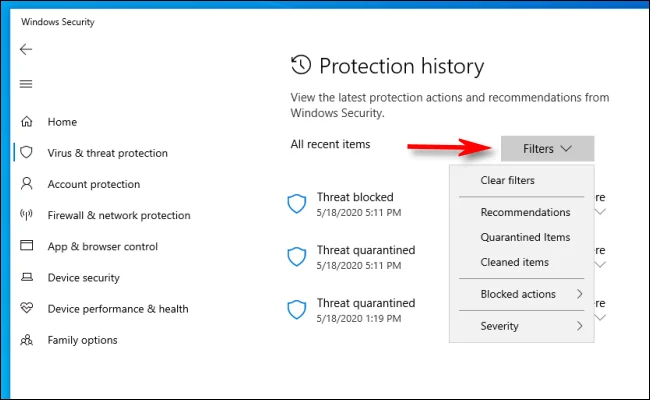Windows Defender'ın bilgisayarınızda hangi kötü amaçlı yazılımları bulduğunu nasıl görebilirsiniz?