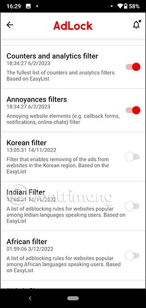 Instrucciones para usar AdLock en teléfonos Android