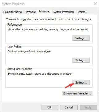 Windowsの起動と回復設定画面