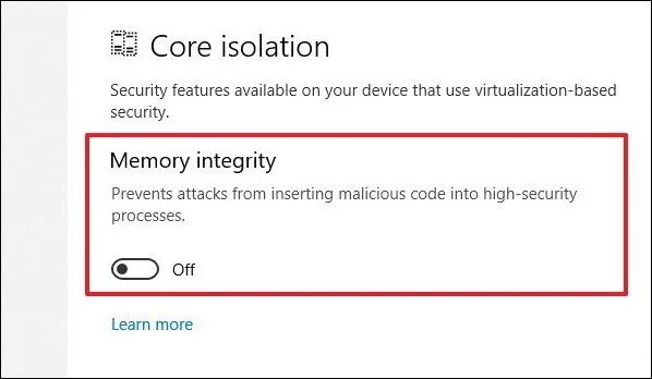 Bagaimana untuk mendayakan perlindungan pengasingan teras pada Windows 10