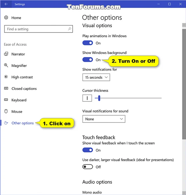 Windows 10'da masaüstü duvar kağıdı nasıl etkinleştirilir veya devre dışı bırakılır
