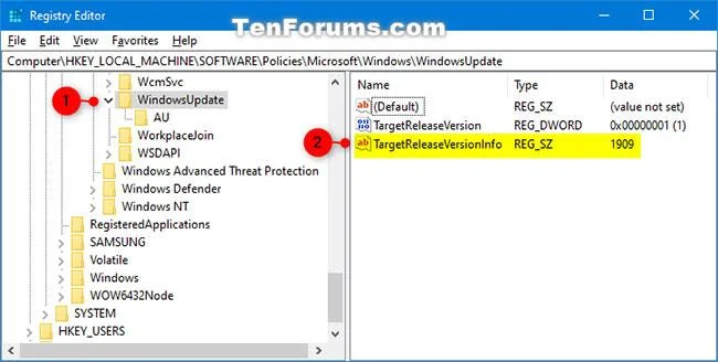 Comment spécifier la version de mise à jour des fonctionnalités cible dans Windows 10