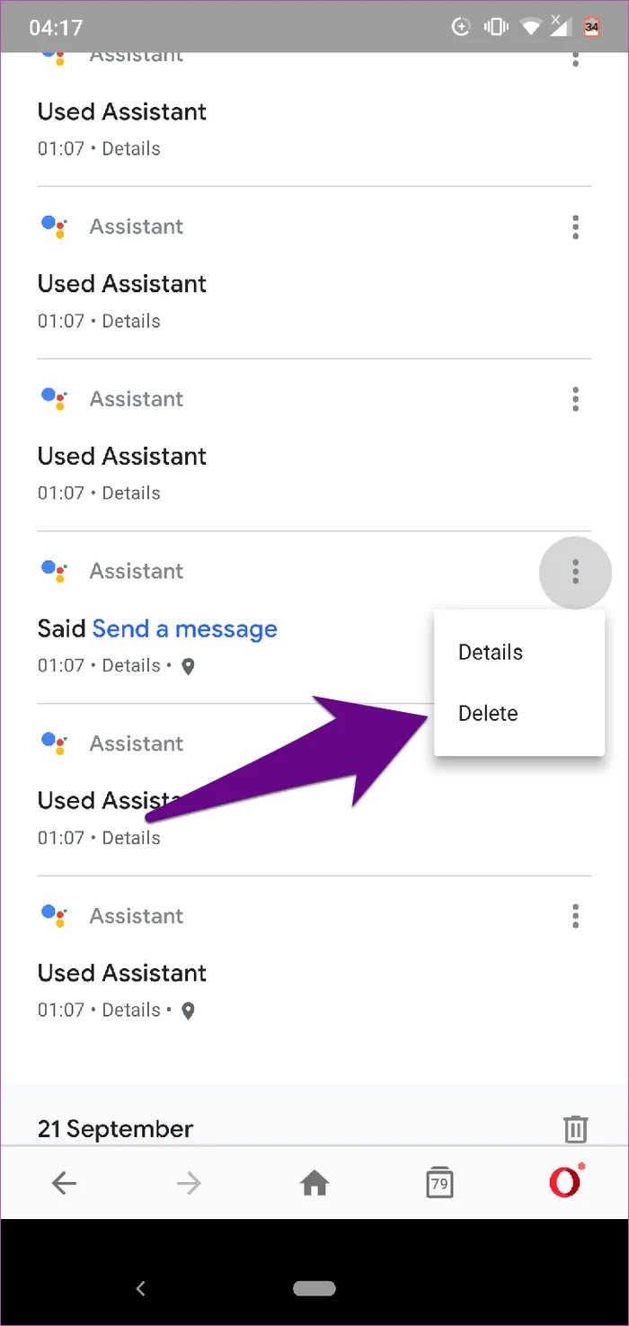 Bagaimana untuk memadamkan sejarah Google Assistant pada Android