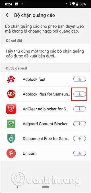 Bagaimana untuk menyekat iklan pada pelayar Internet Samsung