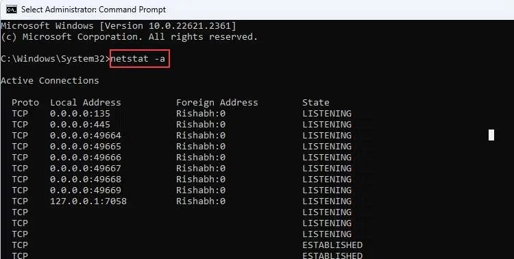 Ağ etkinliğini izlemek için Windows 11'de Netstat komutu nasıl kullanılır?