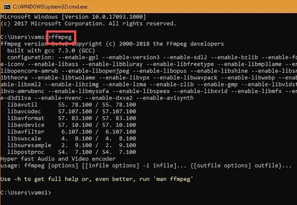 Verifica il percorso FFmpeg