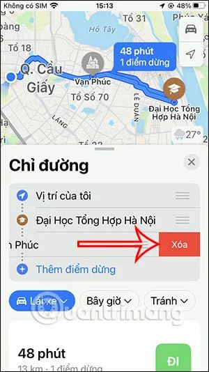 Arahan untuk menambah perhentian pada Peta Apple