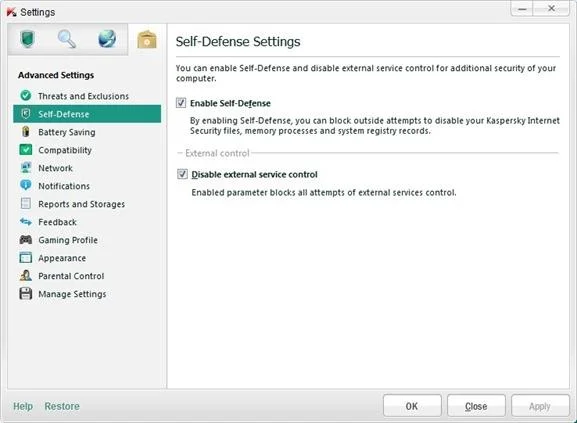 Kaspersky'de geçici depolama dosyalarını silme adımları