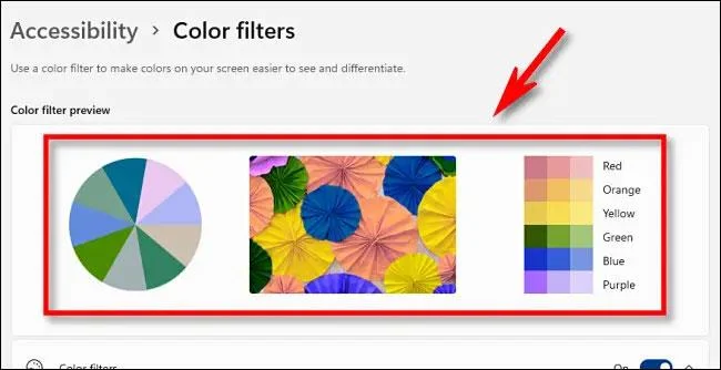 Kleurfilters gebruiken in Windows 11