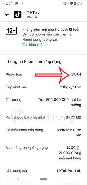 Semakan versi apl Android
