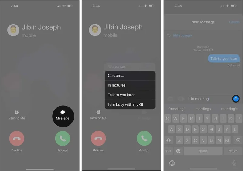 Cara cepat mengedit respons panggilan pada iPhone