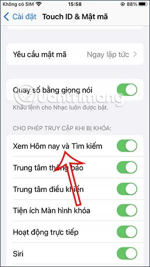 Arahan untuk mematikan alat Today View dan Search pada iPhone