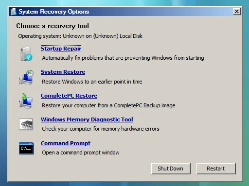 Betulkan BOOTMGR tiada ralat semasa memulakan Windows