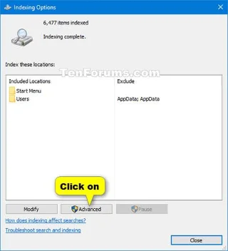 Windows 10'da Arama Dizini depolama konumu nasıl değiştirilir? Windows 10'da Arama Dizini depolama konumu nasıl değiştirilir?