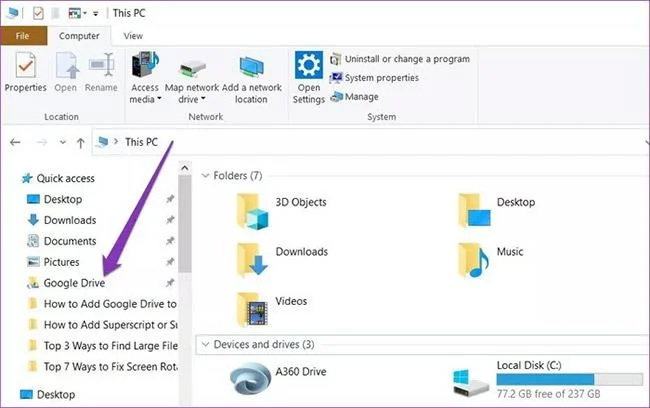 Bagaimana untuk menambah Google Drive pada anak tetingkap navigasi File Explorer dalam Windows 10
